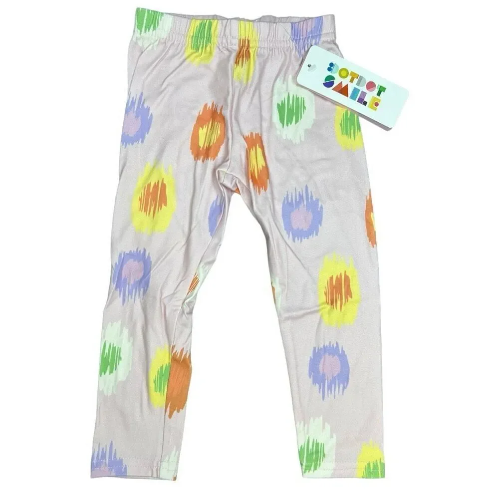 NEW Dot Dot Smile Pink Multicolor Leggings 2T